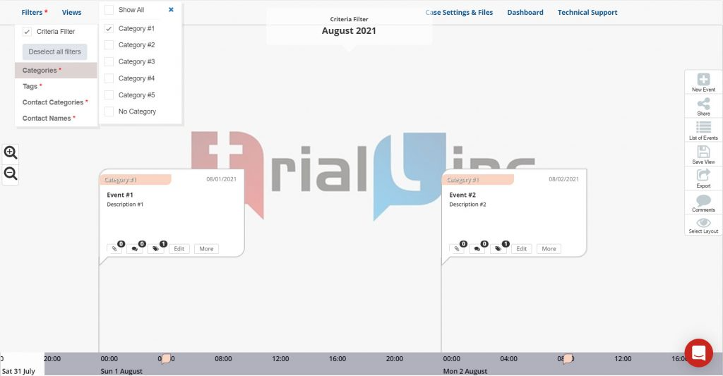 TrialLine creating a timeline