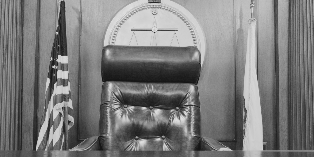 the judges chair in a criminal trial