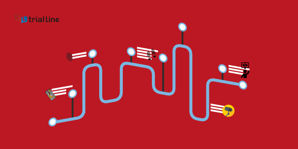 A timeline of a criminal investigation , one that could be built with a legal timeline software.